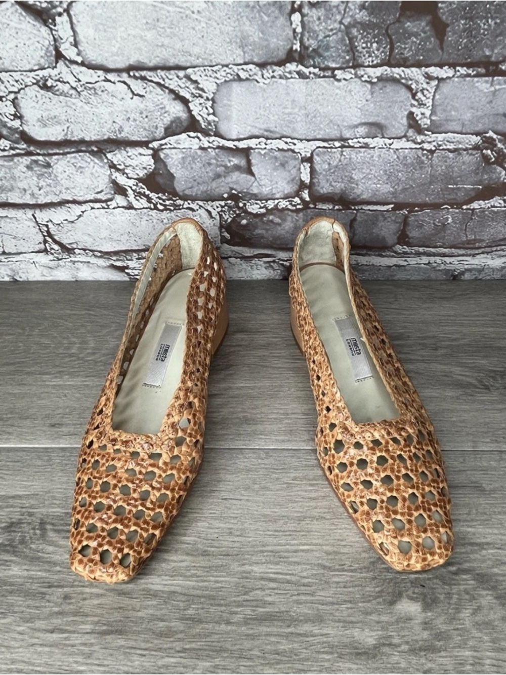 MIISTA London Salmon Woven Leather Taissa Pumps Heels Women Sz 37EU/6-6.5.M US
